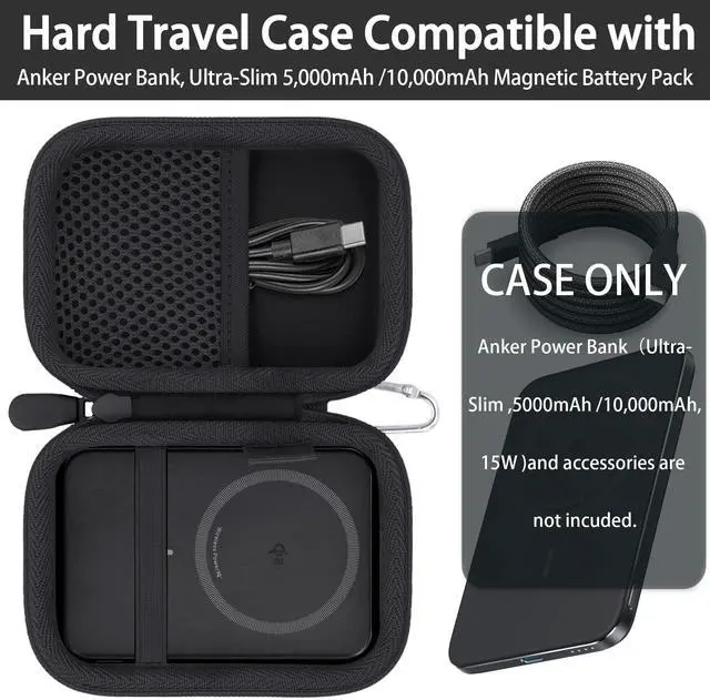 Alt view image 5 of 7 - for Anker Nano Power Bank Ultra-Slim 5,000Mah & Maggo Power Bank 10K Case,Compatible with Anker A1665/A1664 Slim Magnetic Charger, Protective Carrying Case Only (Black)