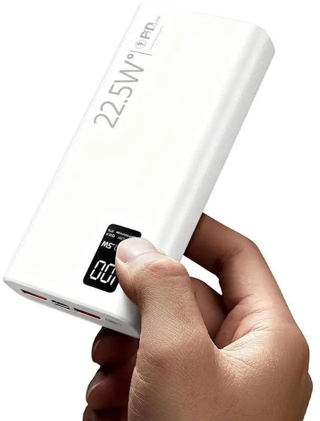 Main image of 20000mAh Portable Charger, 22.5W USB C in & Out Power Bank Fast Charging, PD 3.0+QC 4.0 LED Display Phone Battery Man Women Heated Clothing, White
