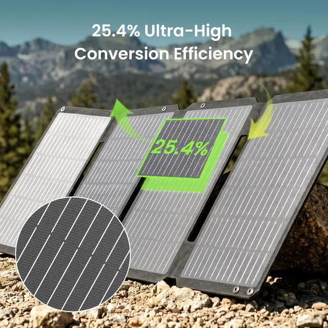 Alt view image 2 of 7 - 45W Solar Panel Charger with Dual USB-C and USB-A,25.4% High Efficiency Foldable Solar Panel Charger,IP68 Waterproof Portable Solar Charger for Camping,Backpacking,Hiking,Phones,Power Bank