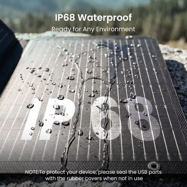 Alt view image 6 of 7 - 45W Solar Panel Charger with Dual USB-C and USB-A,25.4% High Efficiency Foldable Solar Panel Charger,IP68 Waterproof Portable Solar Charger for Camping,Backpacking,Hiking,Phones,Power Bank