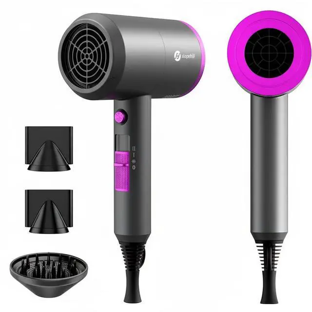 Main image of Professional Ionic Hair Dryer, Powerful 1800W Fast Drying Low Noise Blow Dryer with 2 Concentrator Nozzle 1 Diffuser Attachments for Home Salon Travel