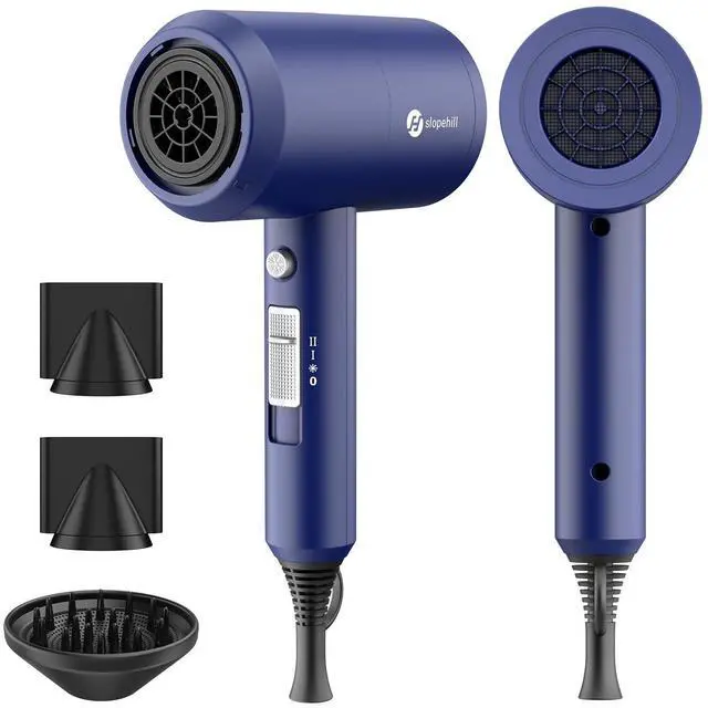 Main image of Professional Ionic Hair Dryer, Powerful 1800W Fast Drying Low Noise Blow Dryer with 2 Concentrator Nozzle 1 Diffuser Attachments for Home Salon Travel (Prussian Blue)