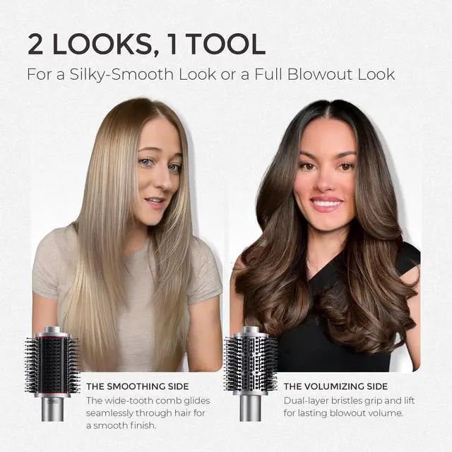 Alt view image 4 of 7 - 4.0 Hair Blow Dryer Brush - Lightweight 3X Faster Drying 5-in-1 Ionic Blowout Hair Dryer Brush Adds Shine, Volume & Fullness for Smooth, Anti-Frizz Straight, Curl & Blowout Styles, Metal Grey