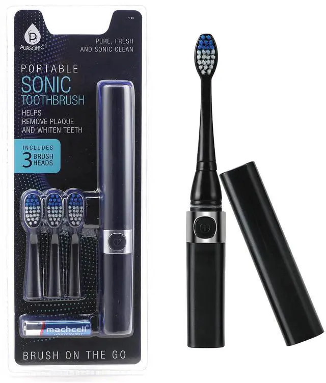 Main image of Portable Sonic Toothbrush Battery Operated, Battery Included, 3 Brush Heads Included, 22,000 Strokes Per Minute, Brush On The Go
