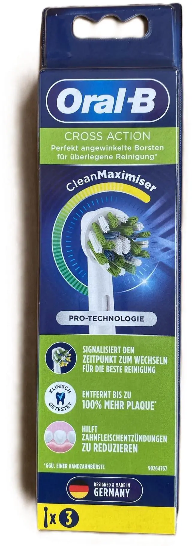 Main image of Cross Action Electric Toothbrush Replacement Brush Heads Refill, 3 Count, White