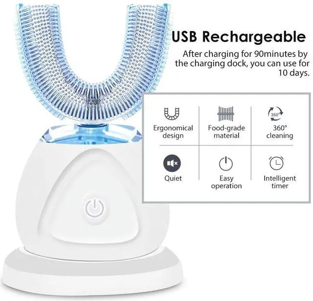 Alt view image 5 of 7 - 360 Ultrasonic Toothbrush, Automatic Toothbrushes Auto Sonic Tooth Brush, Teeth whitening Brush with Timer & Wireless Charging 360° Ultrasonic Electric Toothbrush for Adult
