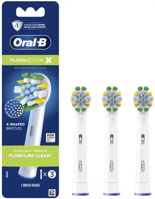 Main image of FlossAction Electric Toothbrush Replacement Brush Heads Refill, 3ct