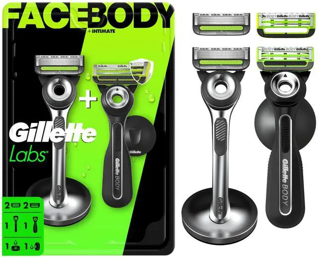 Main image of Labs Razor Duo Pack for Men, 1 Face Razor, 1 Body + Intimate Razor, 4 Razor Blade Refills (2 Face, 2 Body)