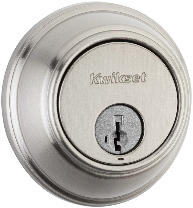 Main image of 816 Key Control Deadbolt Lock, Round Satin Nickel Exterior Keyed Front Entry Door, Pick Resistant SmartKey Rekey Security, Single Cylinder Dead Bolt, with Microban Protection