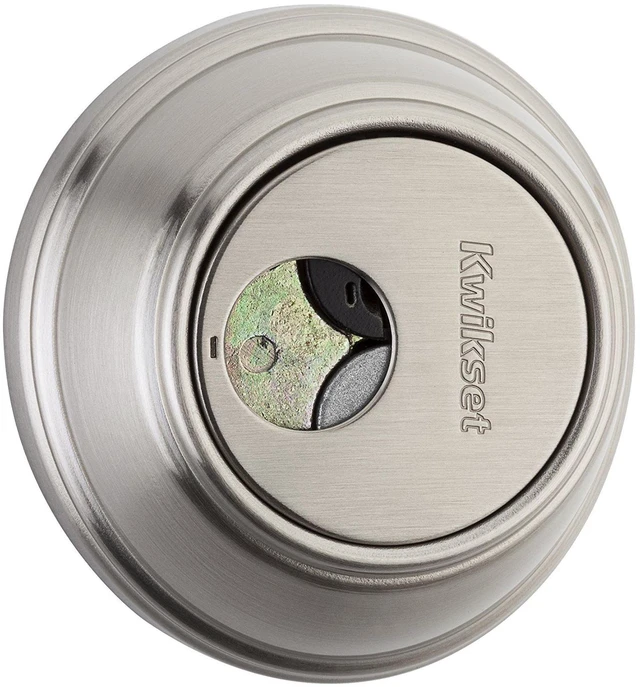 Alt view image 2 of 4 - 816 Key Control Deadbolt Lock, Round Satin Nickel Exterior Keyed Front Entry Door, Pick Resistant SmartKey Rekey Security, Single Cylinder Dead Bolt, with Microban Protection