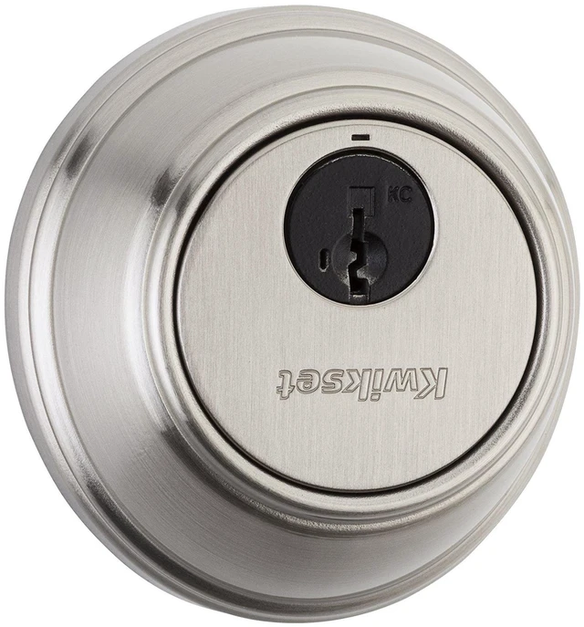 Alt view image 3 of 4 - 816 Key Control Deadbolt Lock, Round Satin Nickel Exterior Keyed Front Entry Door, Pick Resistant SmartKey Rekey Security, Single Cylinder Dead Bolt, with Microban Protection