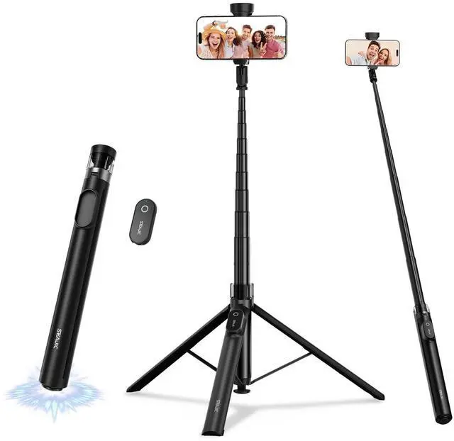 Main image of 66" Automatic Phone Tripod Stand with Remote, Cell Phone Tripod for iPhone Video Recording & Live Streaming, Adjustable Selfie Stick Tripod for Content Creators, Vloggers (Black)