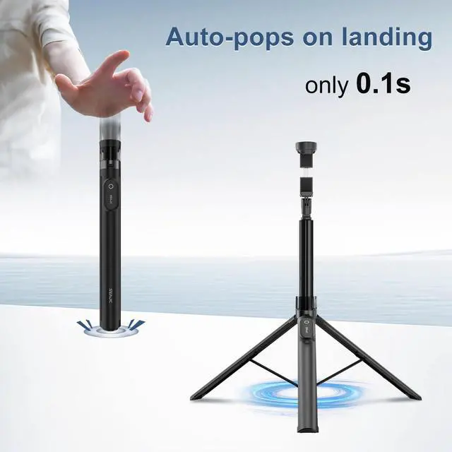 Alt view image 2 of 7 - 66" Automatic Phone Tripod Stand with Remote, Cell Phone Tripod for iPhone Video Recording & Live Streaming, Adjustable Selfie Stick Tripod for Content Creators, Vloggers (Black)