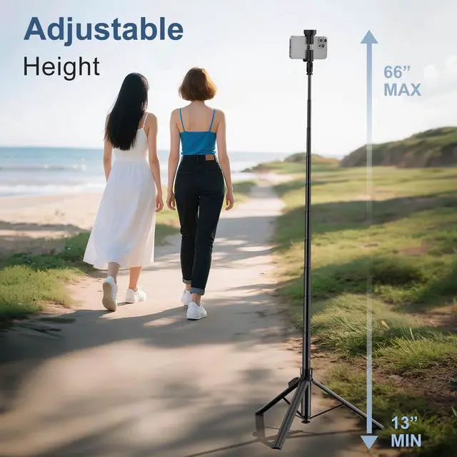 Alt view image 6 of 7 - 66" Automatic Phone Tripod Stand with Remote, Cell Phone Tripod for iPhone Video Recording & Live Streaming, Adjustable Selfie Stick Tripod for Content Creators, Vloggers (Black)