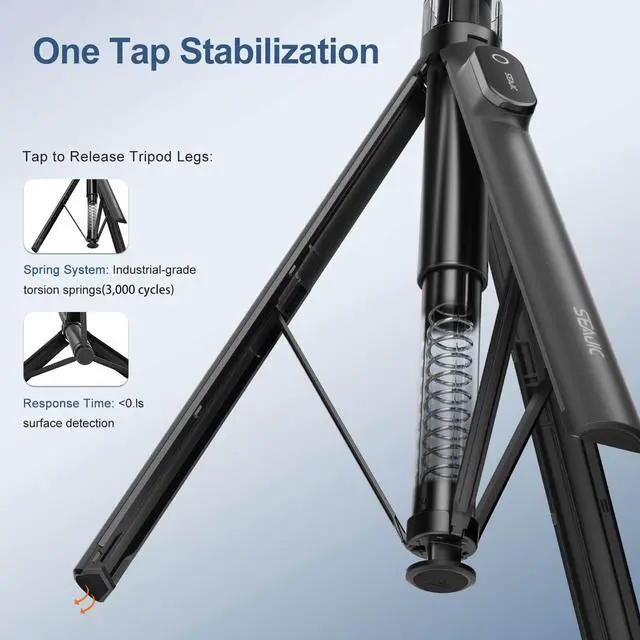 Alt view image 5 of 7 - 66" Automatic Phone Tripod Stand with Remote, Cell Phone Tripod for iPhone Video Recording & Live Streaming, Adjustable Selfie Stick Tripod for Content Creators, Vloggers (Black)