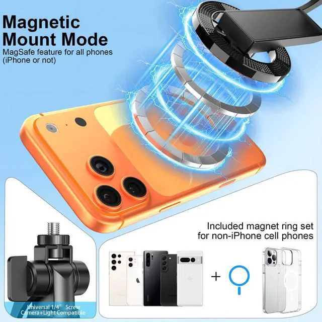 Alt view image 2 of 7 - 4-in-1 Magnetic Tripod for iPhone with 1/4" Screw, 53" MagSafe Selfie Tripod with Wireless Remote & Metal Ring, 4-Leg Stable Phone & Camera Tripod for IPhone17Pro Max Video Recording,Gym,TikTok,Travel
