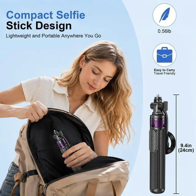 Alt view image 6 of 7 - 4-in-1 Magnetic Tripod for iPhone with 1/4" Screw, 53" MagSafe Selfie Tripod with Wireless Remote & Metal Ring, 4-Leg Stable Phone & Camera Tripod for IPhone17Pro Max Video Recording,Gym,TikTok,Travel
