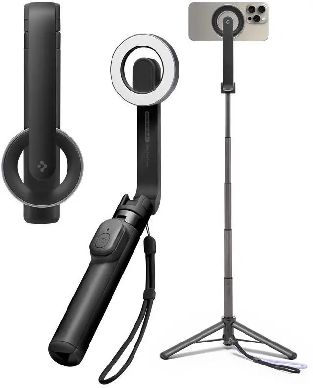 Main image of Selfie Stick Tripod Stand with Bluetooth Remote Control Shutter 24" Extendable Compatible with MagSafe iPhone 17/16/15/14/13/12 Pixelsnap Pixel 10 Series & More - Black (S571W)