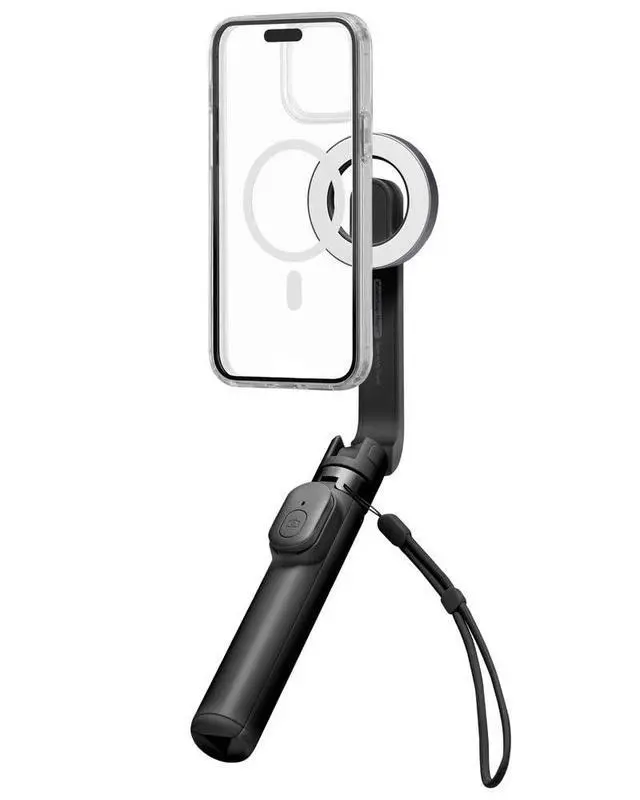 Alt view image 4 of 7 - Selfie Stick Tripod Stand with Bluetooth Remote Control Shutter 24" Extendable Compatible with MagSafe iPhone 17/16/15/14/13/12 Pixelsnap Pixel 10 Series & More - Black (S571W)