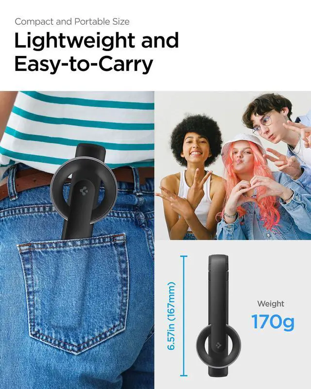 Alt view image 5 of 7 - Selfie Stick Tripod Stand with Bluetooth Remote Control Shutter 24" Extendable Compatible with MagSafe iPhone 17/16/15/14/13/12 Pixelsnap Pixel 10 Series & More - Black (S571W)