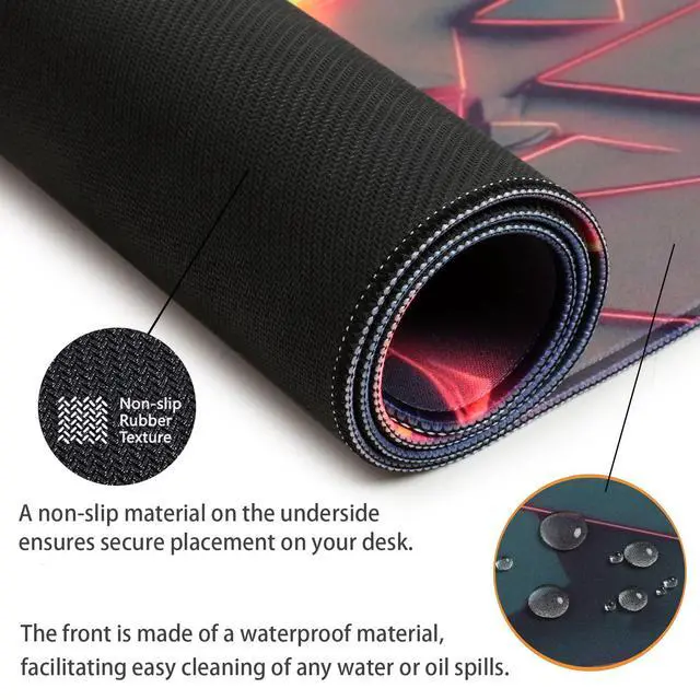 Alt view image 7 of 7 - 3D Neon Geometric Gaming Mouse Pad Blacklight Large Extended Glow in the Dark Waterproof E-Sports Desk Mat with Non-Slip Base for Gamers & Office - 31.5" x 11.8"
