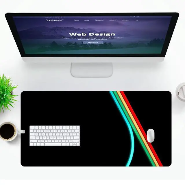 Alt view image 2 of 6 - ARC Neon Gaming Mouse Pad XXL Extra Large Extended Non Slip - XL Mouse Mat, Black, Red, Green, Blue Microfiber Cloth, Rubber, 31.5 x 15.7 in
