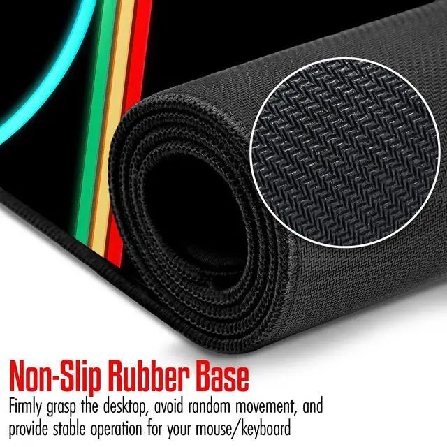 Alt view image 6 of 6 - ARC Neon Gaming Mouse Pad XXL Extra Large Extended Non Slip - XL Mouse Mat, Black, Red, Green, Blue Microfiber Cloth, Rubber, 31.5 x 15.7 in
