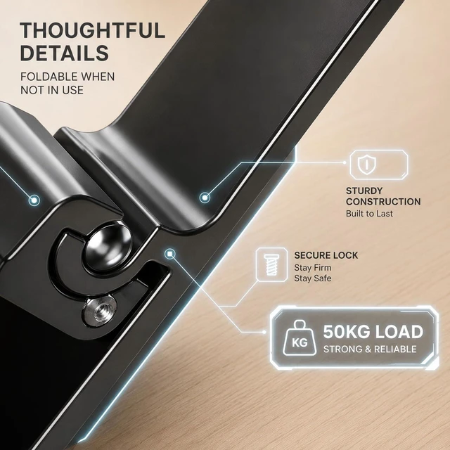Alt view image 6 of 7 - Headphone Stand for Desk, 3 Hooks Aluminum Alloy Headphone Holder (1 Foldable+2 Fixed) Space Saving Headset Stand Hook, Universal Fit PC Gaming Headsets Holder Desk Clamp for Office/Game Table