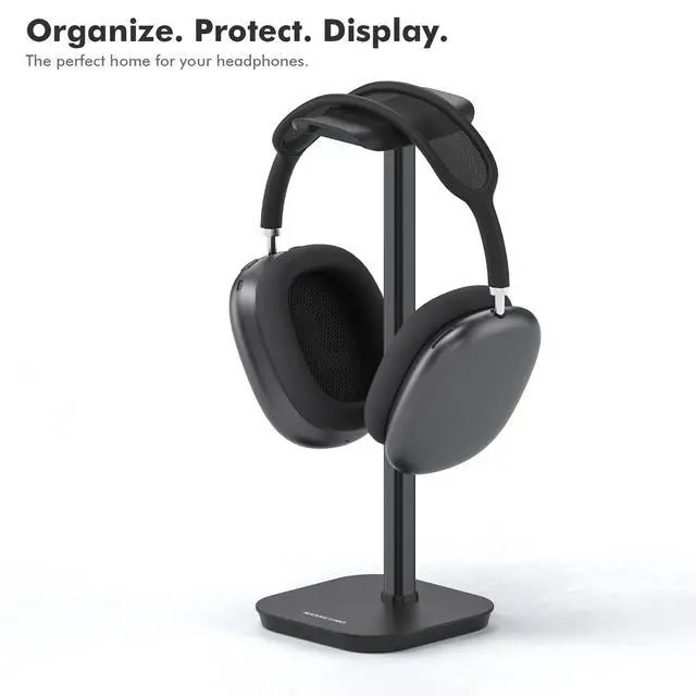 Alt view image 6 of 7 - Headphone Stand, Desktop Headset Holder Heavy Base Desk Earphone Stand Aluminum Gaming Headset Hanger Rack for AirPods Max, AirPods, AirPods Pro, Sony, Beats, Bose, Razer and More(Black)