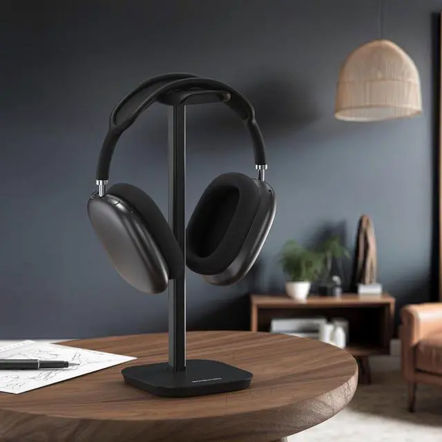Alt view image 7 of 7 - Headphone Stand, Desktop Headset Holder Heavy Base Desk Earphone Stand Aluminum Gaming Headset Hanger Rack for AirPods Max, AirPods, AirPods Pro, Sony, Beats, Bose, Razer and More(Black)