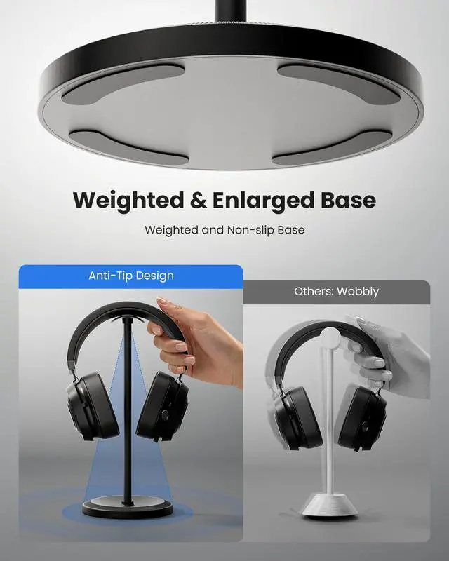 Alt view image 4 of 7 - Headphone Stand, Desktop Headset Holder, Black