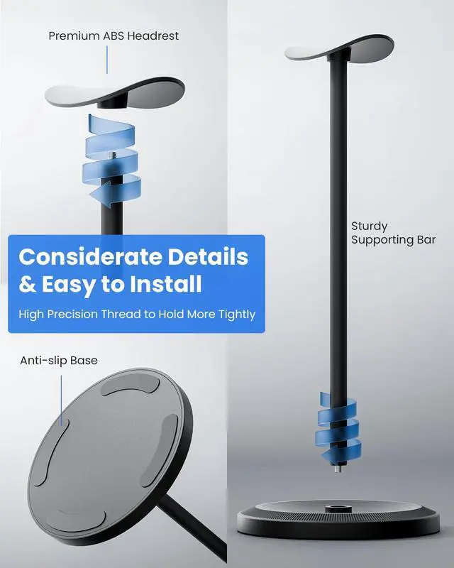 Alt view image 7 of 7 - Headphone Stand, Desktop Headset Holder, Black