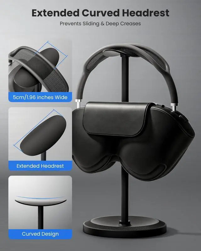 Alt view image 5 of 7 - Headphone Stand, Desktop Headset Holder, Black