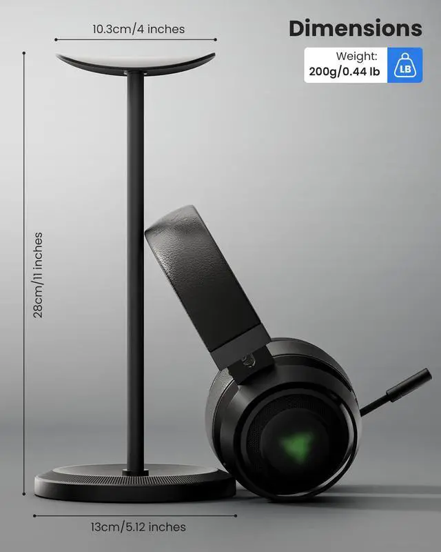 Alt view image 6 of 7 - Headphone Stand, Desktop Headset Holder, Black