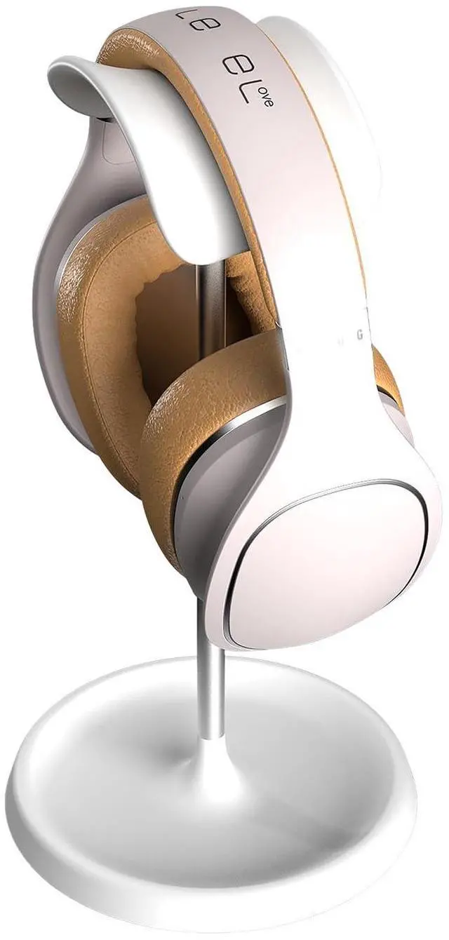 Main image of Headphone Stand, Desktop Headset Holder with Headphone Cable Storage Clip, Heavy Duty Gaming Earphone Stand with Base Curved Storage for AirPods Max, Beats, Bose,Sony and MoreWhite