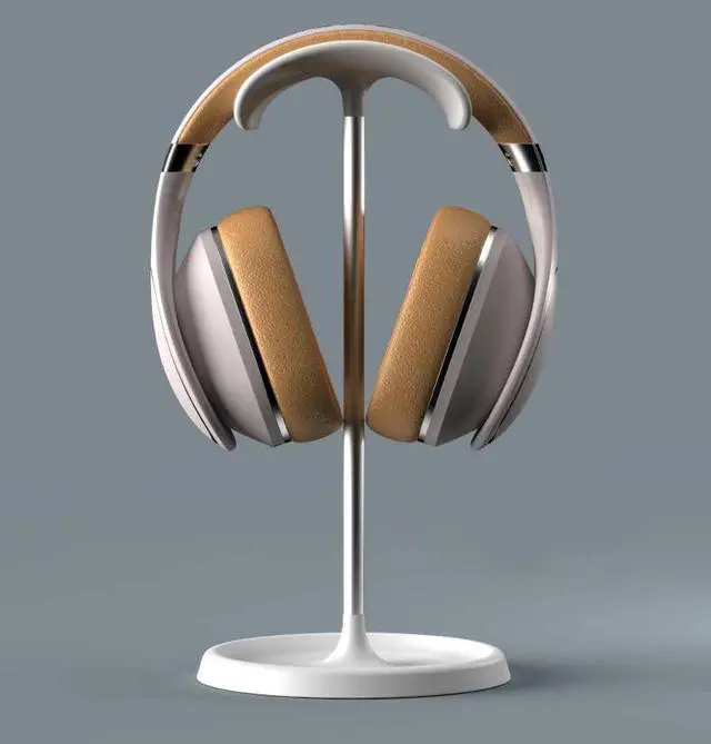 Alt view image 4 of 7 - Headphone Stand, Desktop Headset Holder with Headphone Cable Storage Clip, Heavy Duty Gaming Earphone Stand with Base Curved Storage for AirPods Max, Beats, Bose,Sony and MoreWhite