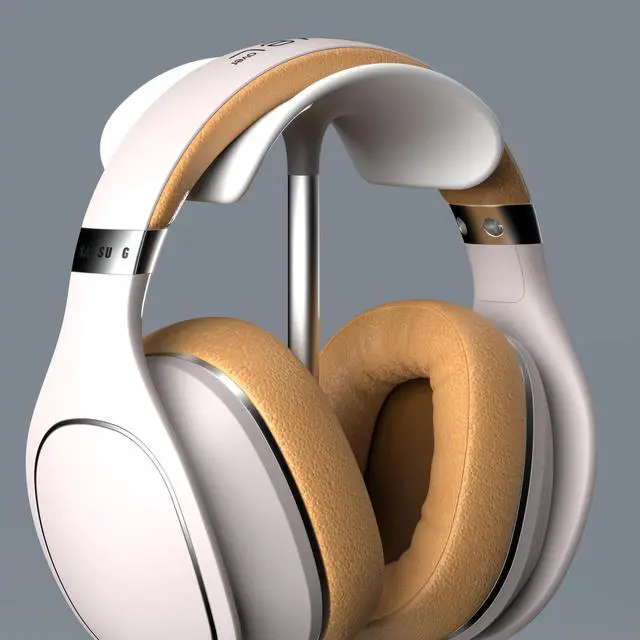 Alt view image 5 of 7 - Headphone Stand, Desktop Headset Holder with Headphone Cable Storage Clip, Heavy Duty Gaming Earphone Stand with Base Curved Storage for AirPods Max, Beats, Bose,Sony and MoreWhite