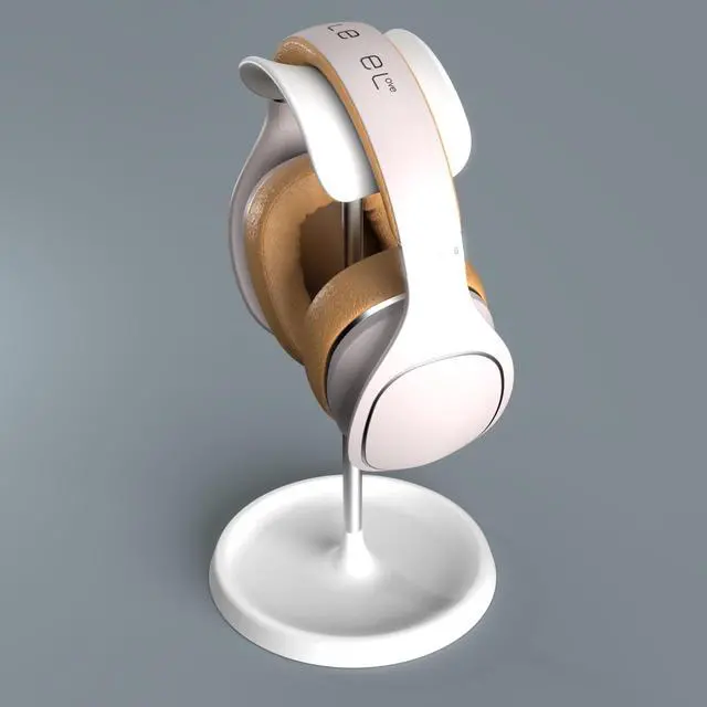 Alt view image 6 of 7 - Headphone Stand, Desktop Headset Holder with Headphone Cable Storage Clip, Heavy Duty Gaming Earphone Stand with Base Curved Storage for AirPods Max, Beats, Bose,Sony and MoreWhite