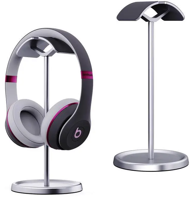Main image of Headphone Stand for Desk, Aluminum Metal Gaming Headset Holder Hanger with Supporting Rod & Base, Headphone Stand for AirPods Max, AirPods Pro, Beats, Bose, Sennheiser, Sony and More - Silver