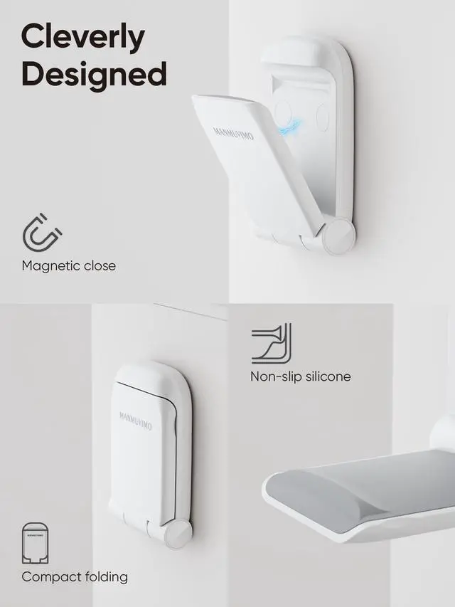 Alt view image 5 of 7 - Headphone Stand, Headset Stand Foldable Sticky, Headphone Holder Hook Mount with Non-Slip Silicone, Adhesive Earphone Desk Hanger Clip Space-Saving for Airpods Max, All Earphones-White