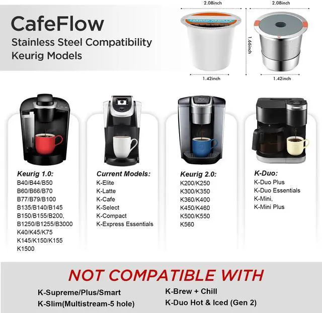 Alt view image 2 of 7 - Reusable K Cups and Coffee Pods,Universal stainless steel k Cups for Keurig 2.0 and 1.0 Coffee Makers machine(2pack)