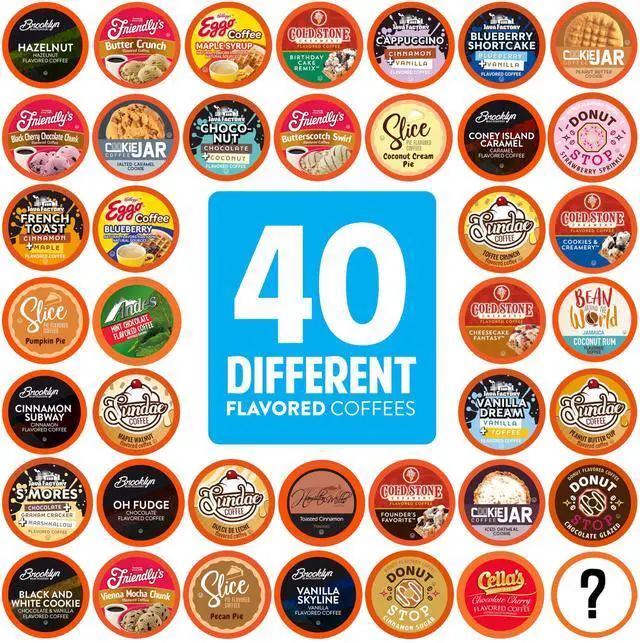 Main image of Flavored Coffee Pods Compatible with Keurig K Cup Brewers, Assorted Variety Pack Flavored Coffee, 40 Count