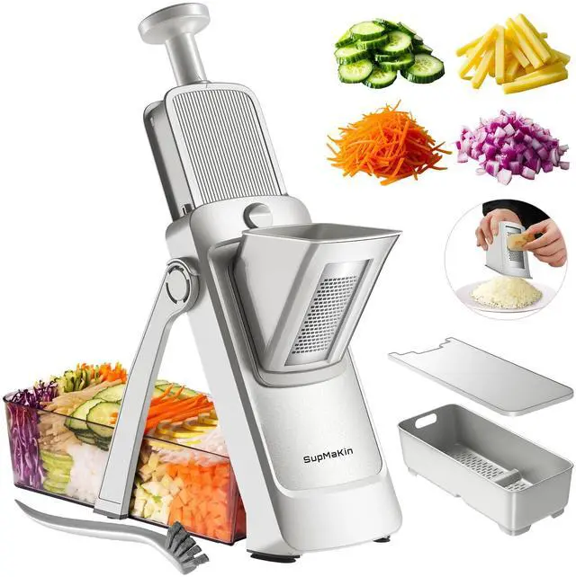 Main image of Safe Mandoline Slicer, Adjustable Vegetable Food Slicer and Chopper, Potato Fries Fry Cutter, Veggie Salad Chopper, New Kitchen Chopping Artifact Gifts 2026 (SliverGray)