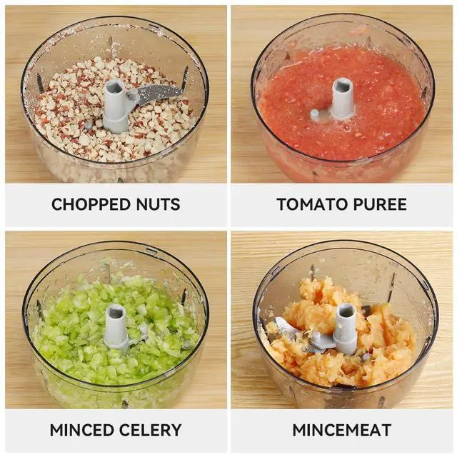 Alt view image 3 of 6 - Manual Food Processor Vegetable Chopper 2.3 Cup Small Mini Hand Pull String Onion Chopper Garlic Mincer Cutter with 3 Stainless Steel Blades (Grey, 550 ml)