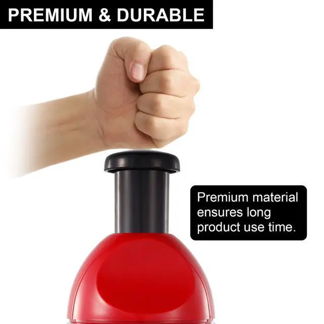 Alt view image 4 of 7 - Food Chopper, Easy to Clean Manual Hand Vegetable Chopper, Dishwasher Safe Slap Onion Cutter for Veggies Onions Garlic Nuts Salads Red