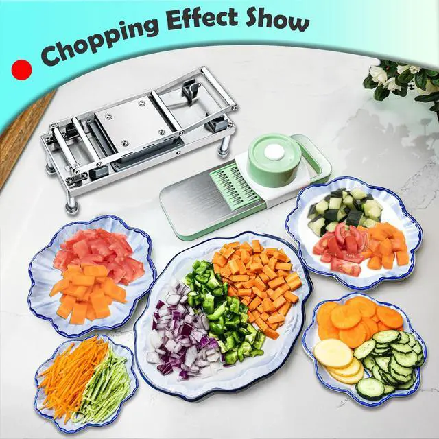 Alt view image 5 of 7 - Stainless Steel Vegetable Chopper with 10 Blades - Mandoline Slicer-Pro Food Chopper with Container - Veggie Salad Onion Chopper - Potato Dicer - Tomato Cutter - Cheese Grater