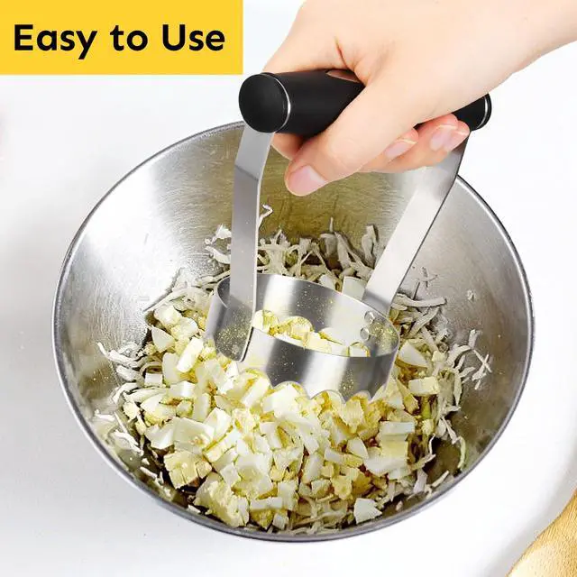 Alt view image 2 of 7 - Cutlery Serrated Food Chopper, 3 Inch Stainless Steel Manual Hand Chopper with Grip Handle & Serrated Tooth Edge, Handheld Chopper, Chop Cabbage, Egg, Nut, Ground Meat, Vegetable for Salad
