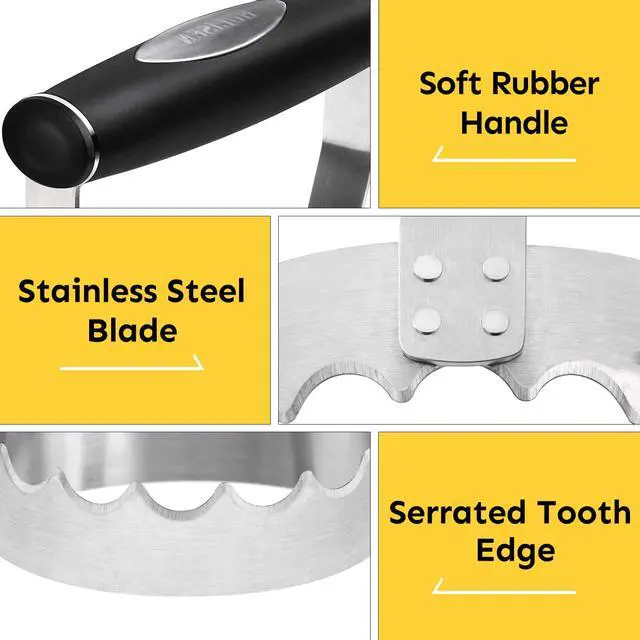 Alt view image 3 of 7 - Cutlery Serrated Food Chopper, 3 Inch Stainless Steel Manual Hand Chopper with Grip Handle & Serrated Tooth Edge, Handheld Chopper, Chop Cabbage, Egg, Nut, Ground Meat, Vegetable for Salad