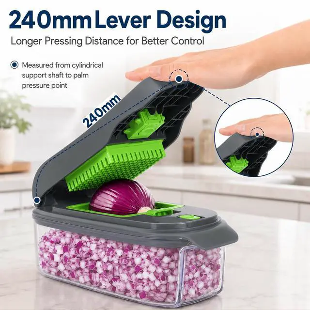 Alt view image 4 of 7 - 2-in-1 Vegetable Dicer, Onion Chopper, 1.5L Container, Gray Green