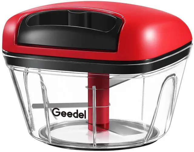 Main image of Manual Food Processor Vegetable Cutter, Pull Chopper with String, Food Chopper Vegetable Cutter for Veggies, Fruits, Salad, Onion, Nuts, Herbs, etc, 2 Cup(500ml), Red